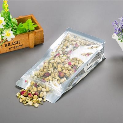 Custom Flat Bottom Aluminum Foil pouch With One Side Clear Transparent Aluminium Foil Bag With Zipper For Food Packaging supplier