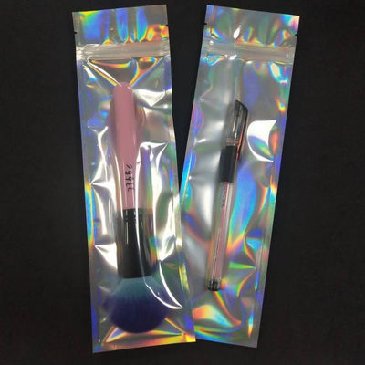 Makeup Brush Resealable Hologram Laser Transparent Plastic Zipper Bag supplier