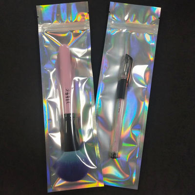 Makeup Brush Resealable Hologram Laser Transparent Plastic Zipper Bag supplier