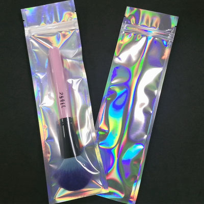 Makeup Brush Resealable Hologram Laser Transparent Plastic Zipper Bag supplier