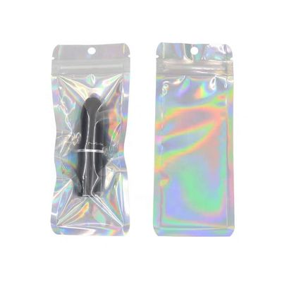 One Side Clear One Side Holographic Cosmetic Tools Brush Packaging Mylar Ziplock Bag supplier