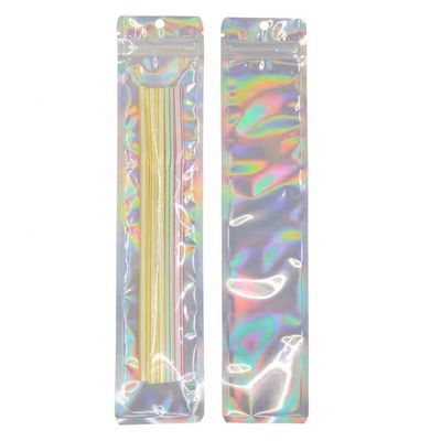 One Side Clear One Side Holographic Cosmetic Tools Brush Packaging Mylar Ziplock Bag supplier