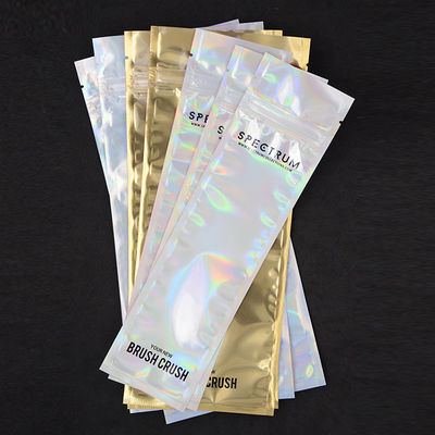 Customized Printing front zip lock aluminum foil Plastic bags for cosmetic makeup brush packaging supplier