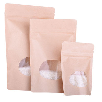 Stand up Craft Paper food Zipper Plastic Bag With Transparent Window supplier