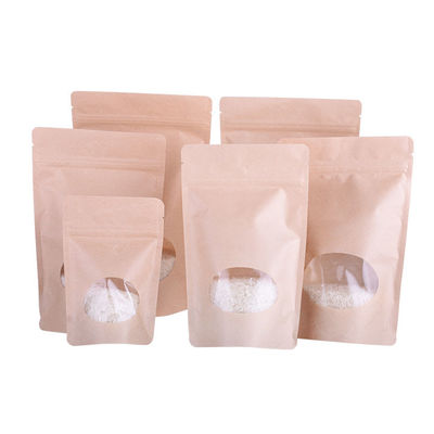 Stand up Craft Paper food Zipper Plastic Bag With Transparent Window supplier