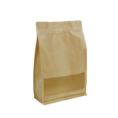 Custom food grade Biodegradable recycle brown zipper stand up kraft paper bag for coffee bean cookie storage supplier