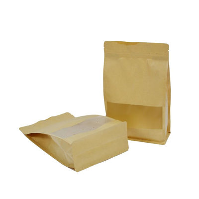 Custom food grade Biodegradable recycle brown zipper stand up kraft paper bag for coffee bean cookie storage supplier