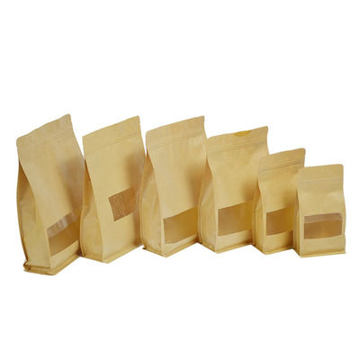 Custom food grade Biodegradable recycle brown zipper stand up kraft paper bag for coffee bean cookie storage supplier