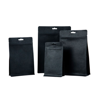 Stand up matte black bag ziplock valve kraft paper coffee tea bags supplier