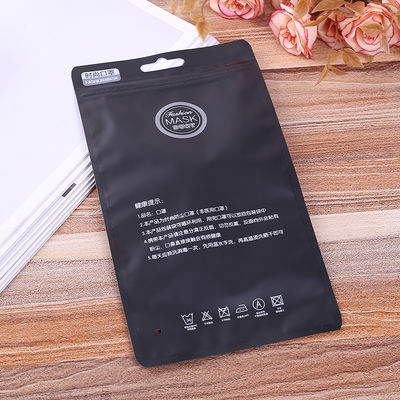 Black Printing OPP plastic ziplock pouch face mask packaging bag supplier