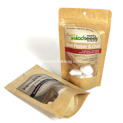 Custom Printed Cookie Food Packaging Bag Biodegradable Brown Kraft Paper Bag With Ziplock supplier