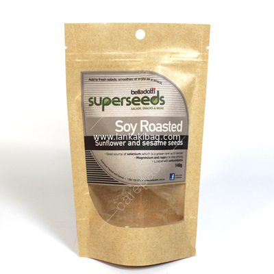 Custom Printed Cookie Food Packaging Bag Biodegradable Brown Kraft Paper Bag With Ziplock supplier