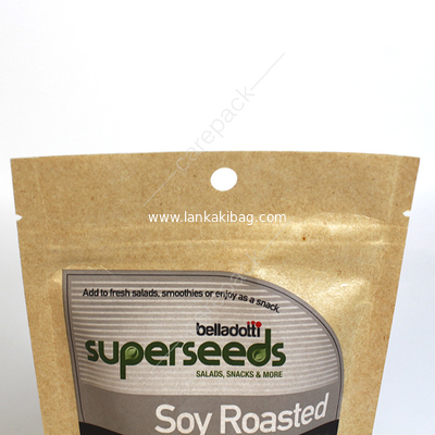 Custom Printed Cookie Food Packaging Bag Biodegradable Brown Kraft Paper Bag With Ziplock supplier