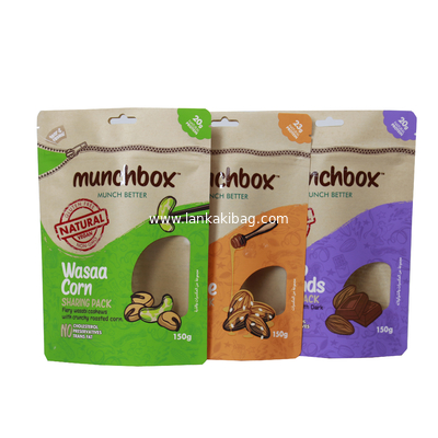 Custom Printed Cookie Food Packaging Bag Biodegradable Brown Kraft Paper Bag With Ziplock supplier