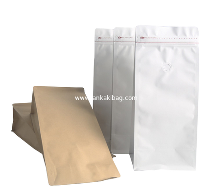 High Barrier Natural Kraft Paper Stand up Ziplock Coffee Pouches Bags with Valve &amp; Zipper supplier