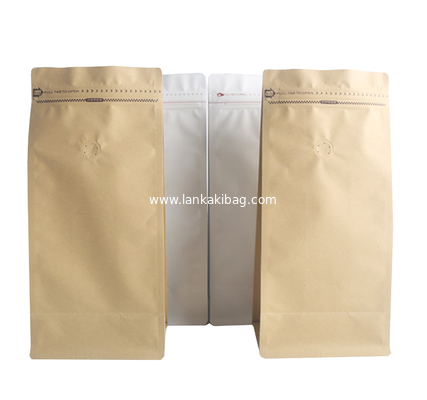 High Barrier Natural Kraft Paper Stand up Ziplock Coffee Pouches Bags with Valve &amp; Zipper supplier