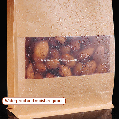 custom logo clear window pouches ziplock Stand-up bags packaging Brown kraft paper bags supplier