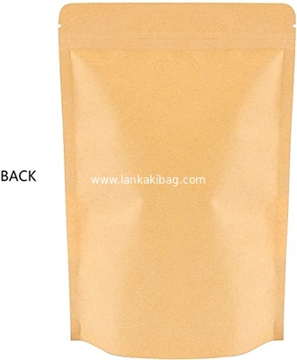 Kraft Paper Stand Up Bags with Clear Window, Grade Kraft Paper Resealable, Food Packaging Kraft Ziplock Bags supplier