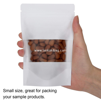 Custom Resealable ziplock white stand up pouch kraft paper packaging bag for food with window supplier