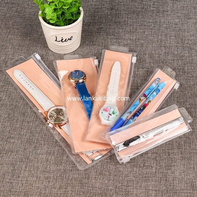 High quality transparent watch pen packaging bag with zipper customized PVC plastic bag supplier