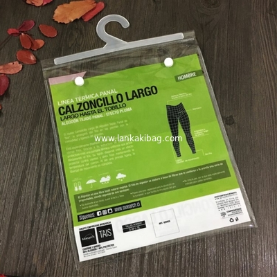 Custom Clear plastic PVC clothing packaging bag with hanger hook high quality underwear T shirt bag supplier