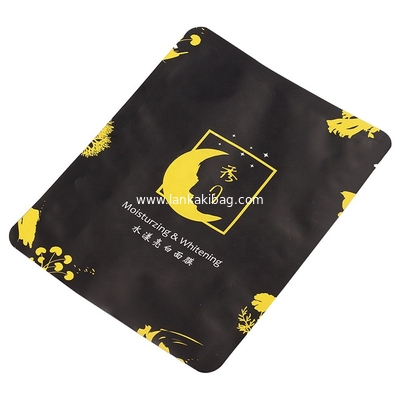 Custom 3 side seal face mask packaging bag plastic resealable bag aluminium foil zip lock bag makeup pouch supplier