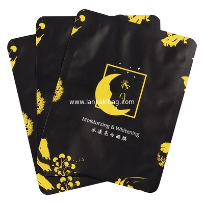 Custom 3 side seal face mask packaging bag plastic resealable bag aluminium foil zip lock bag makeup pouch supplier