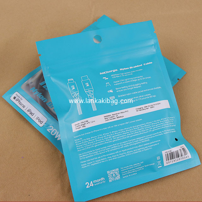 USB data cable custom printing frosted mylar bag self sealing bag phone case pouch aluminum foil packaging bag supplier