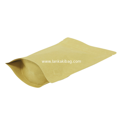 Custom Logo Kraft Paper Bag Pouch Brown Stand Up Zipper Bag With Aluminium Foil supplier