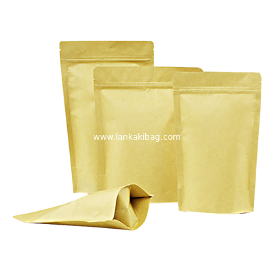 Custom Logo Kraft Paper Bag Pouch Brown Stand Up Zipper Bag With Aluminium Foil supplier